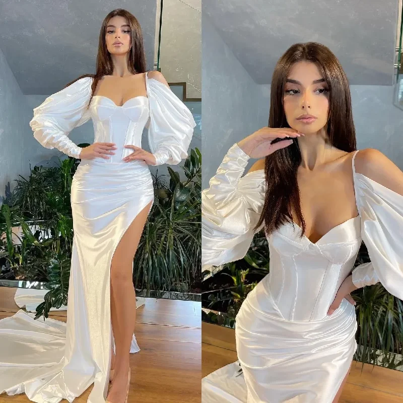Today’s Special t-shirt dressElegant White Sexy Split Pleats Mermaid Evening Dresses Sweetheart Long Sleeves Formal Long special occasion Party Prom Dress Today’s Special t-shirt dressElegant White Sexy Split Pleats Mermaid Evening Dresses Sweetheart Long Sleeves Formal Long special occasion Party Prom Dress