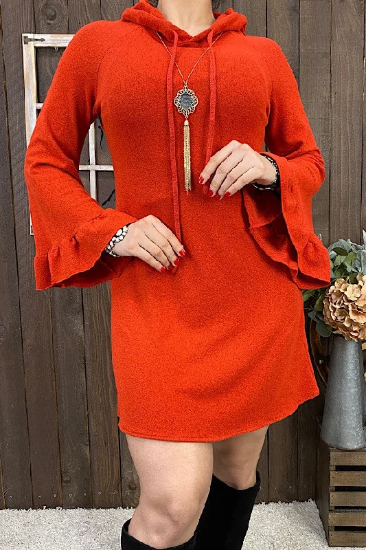 Deal Zone Orange  Hooded Top Hoodie Dress