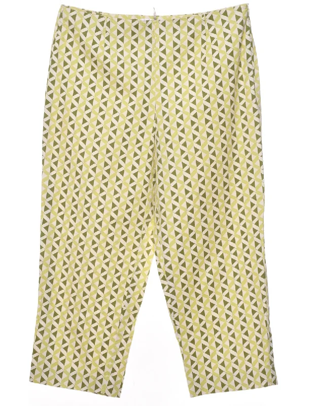 Online Exclusive oversized puffer coatGeometric Pattern Light Green, Dark Green & White Trousers - W32 L23
