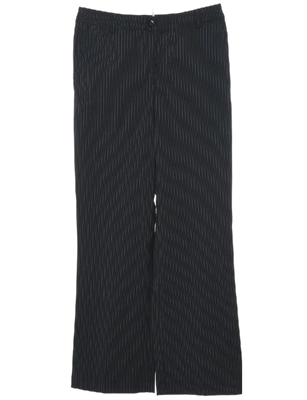 Bonus Savings cozy coatBlack Casual Striped Trousers - W30 L31