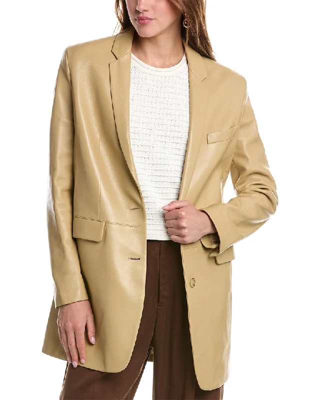 Factory Direct Sale sleek and warm coatMichael Kors Collection Plonge Leather Boyfriend Blazer