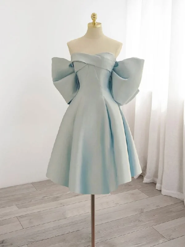 floral dressBlue Sweetheart Neck Satin Homecoming Dress Y7402