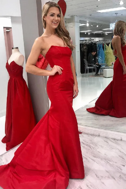 Weekend Deal party-ready dressMermaid Strapless Court Train Prom Dress
