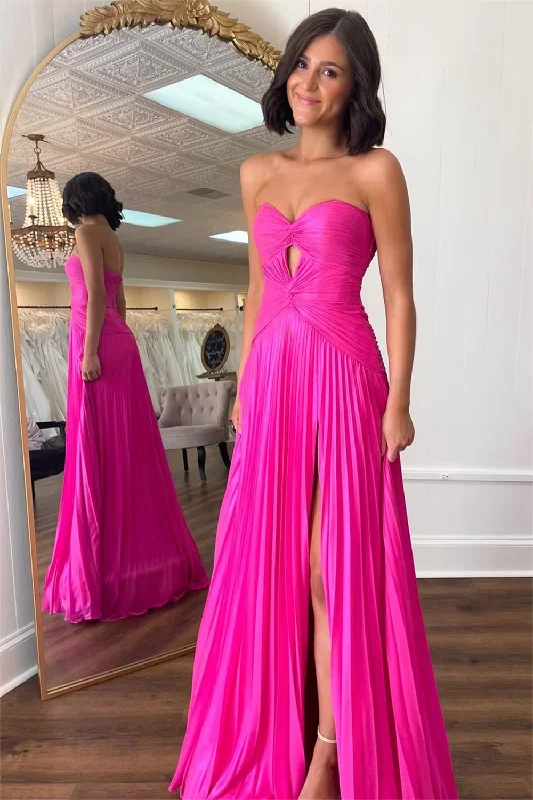 flowy evening dressChiffon Sweetheart Design Bridesmaid Dresses With Split Formal Evening Dress Pleated Corset Sleeveless Ball Gowns