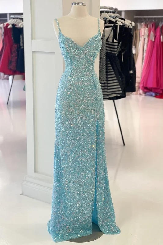 Huge Discounts wool dressTiffany Blue Sequin Mermaid Long Prom Dress Y7213