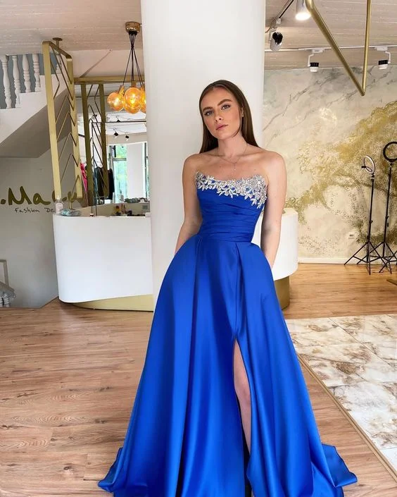 Exclusive Access ruffle dressRoyal Blue A-line High Slit Prom Dress,Royal Blue Evening Dress Y6221 Exclusive Access ruffle dressRoyal Blue A-line High Slit Prom Dress,Royal Blue Evening Dress Y6221