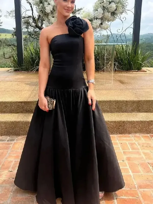 Super Deal wrap dressClassy Long Black One Shoulder Satin Prom Dress With Flower A-Line Sleeveless Evening Dresses for Women 2024 Pleated Party Gown Super Deal wrap dressClassy Long Black One Shoulder Satin Prom Dress With Flower A-Line Sleeveless Evening Dresses for Women 2024 Pleated Party Gown