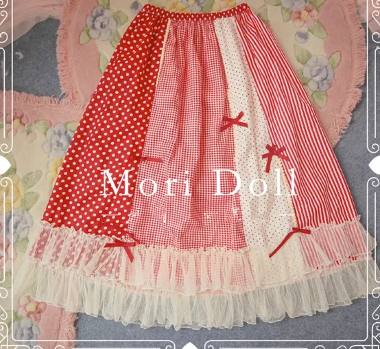 sophisticated dressMori Doll~Strawberry Jam~Sweet Lolita Dot and Stripe Print Skirt