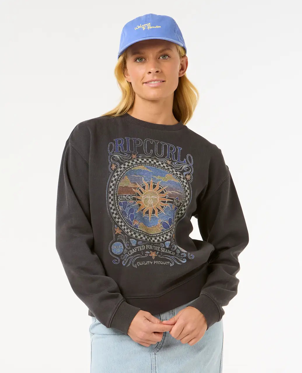 Buy Now urban activewear hoodieLuna Relaxed Crew Sweatshirt in Washed Black