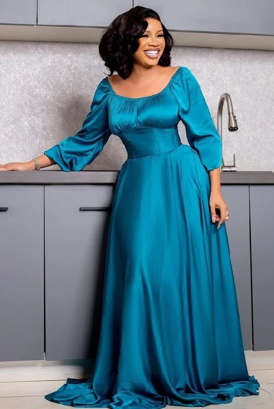 Factory Direct Sale flowy evening dressSimple Pure Color A-line Long Sleeves Evening Dress Y5809 Factory Direct Sale flowy evening dressSimple Pure Color A-line Long Sleeves Evening Dress Y5809