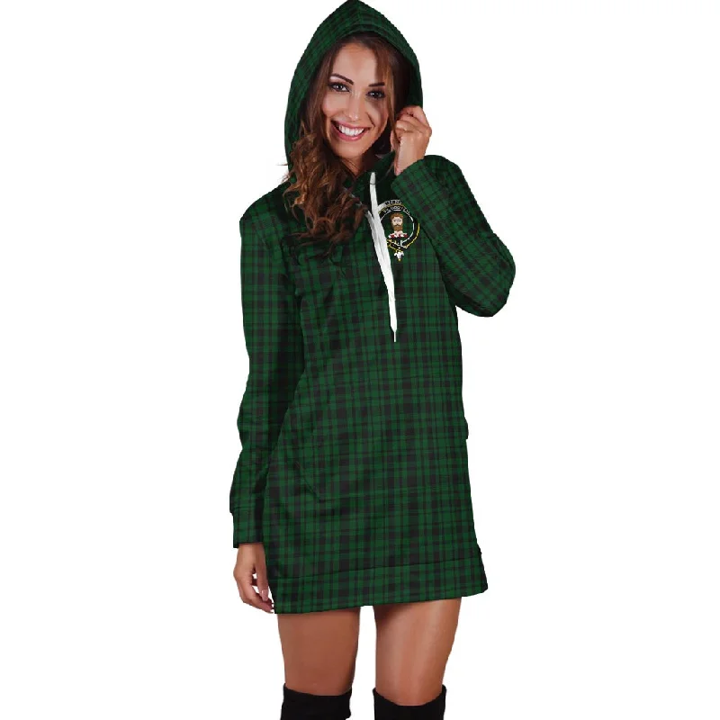 Discount Mania Menzies Green Tartan Hoodie Dress with Family Crest
