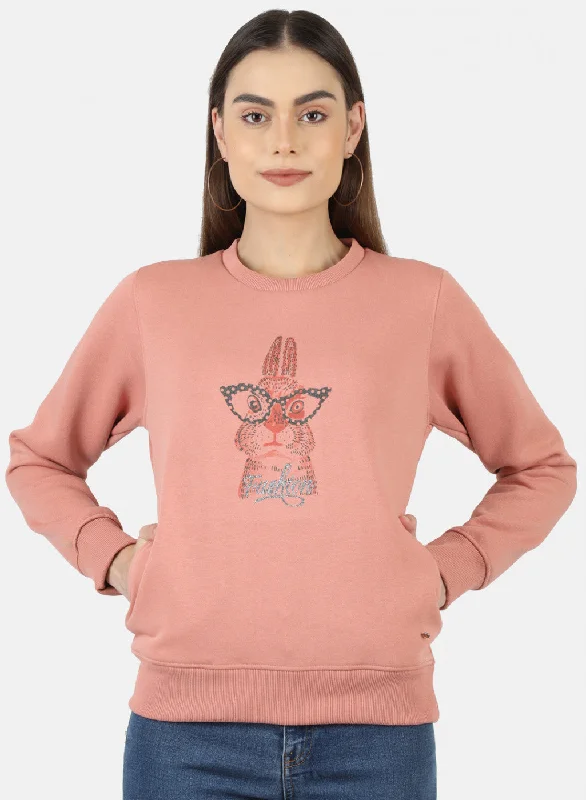 Year-End Sale trendy gym wear hoodieWomen Beige Printed Sweatshirt