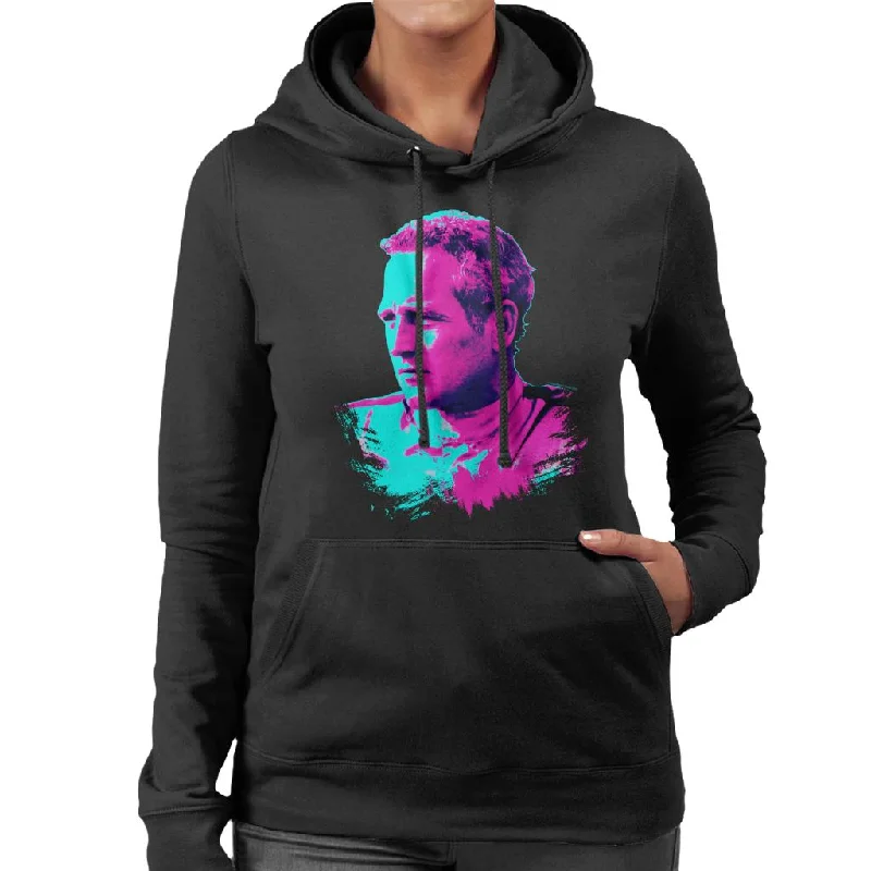 Anniversary Sale vintage hoodieTV Times Paul Newman Race Suit 1974 Pop Art Stylised Women's Hooded Sweatshirt