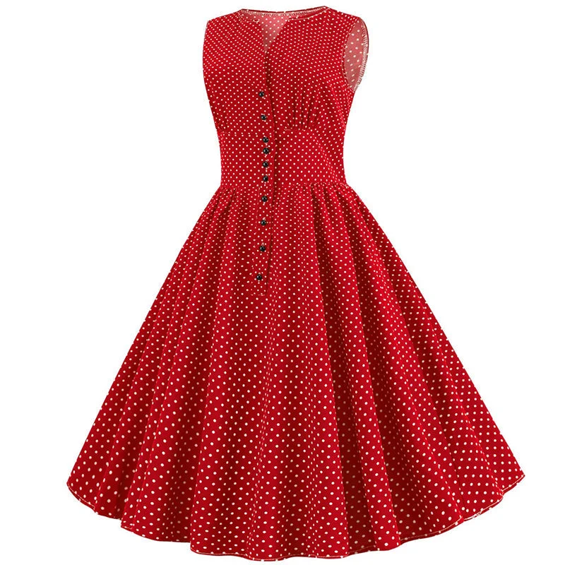 Mega Sale flowy maxi dressBerriesJam - 2024 Polka Dot Single Breasted V Neck Sleeveless Dress Mega Sale flowy maxi dressBerriesJam - 2024 Polka Dot Single Breasted V Neck Sleeveless Dress