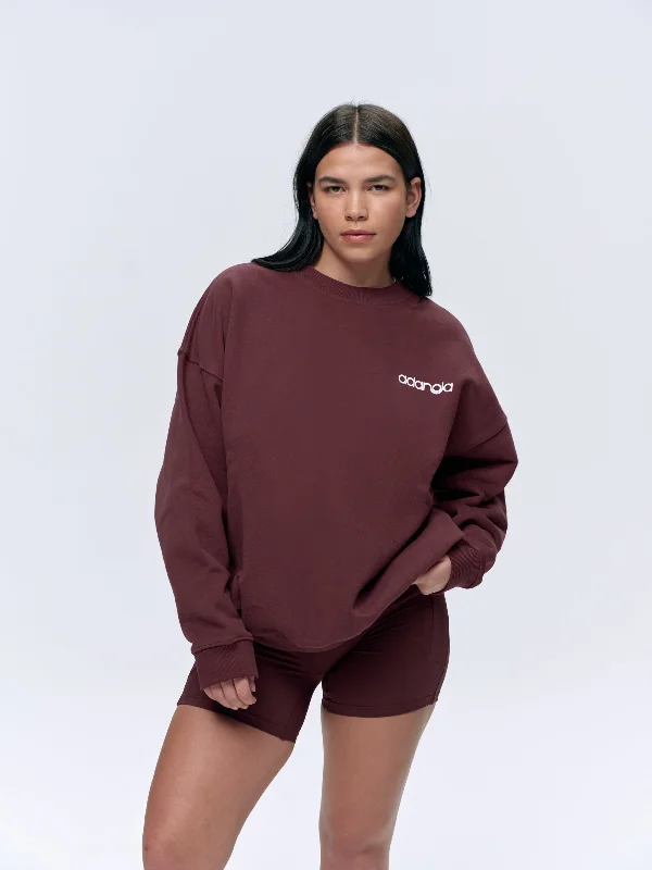 Exclusive Deal comfortable athletic sweatshirtMotion Oversized Sweatshirt - Burgundy/White