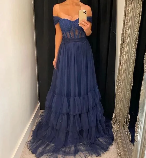 Flash Deals wool dressCharming A-line Tulle Evening Dress,Formal Dress Y6292