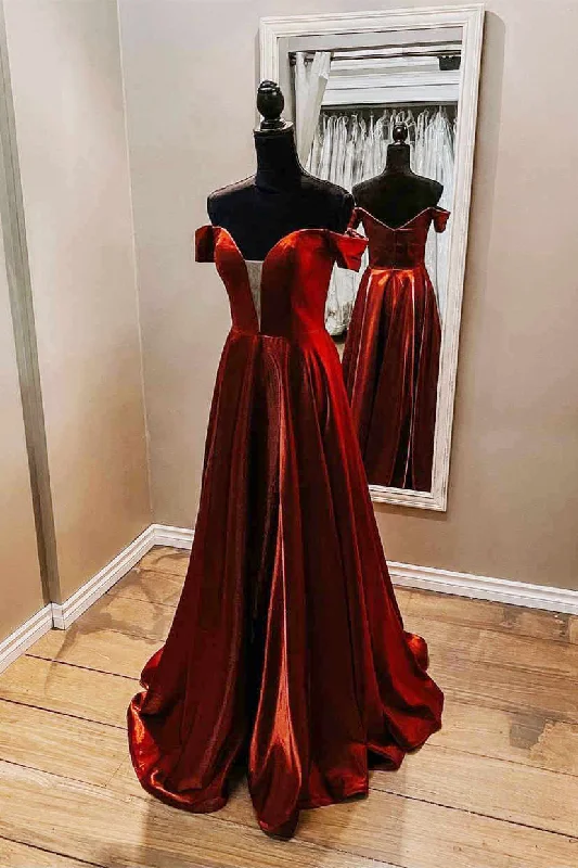 Bargain Blast ruffle dressOff the shoulder Red Long Prom Dress
