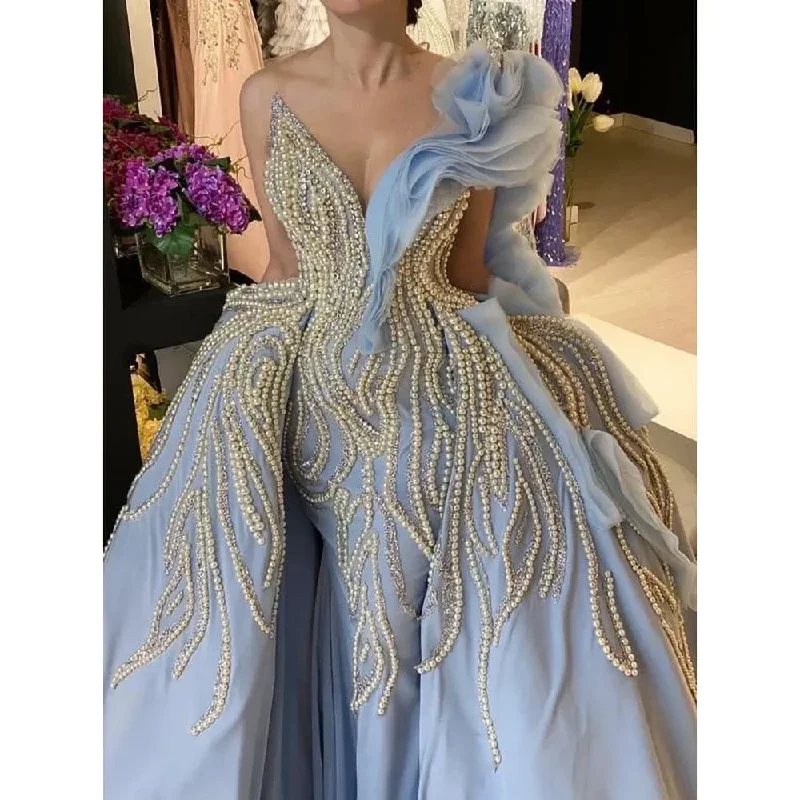 Shop and Save denim dressGorgeous Pearls Mermaid Evening Dress Fashion V-Neck Ruched One-Shoulder Beading Sweep Train Party Gowns Luxury Prom Dress Shop and Save denim dressGorgeous Pearls Mermaid Evening Dress Fashion V-Neck Ruched One-Shoulder Beading Sweep Train Party Gowns Luxury Prom Dress