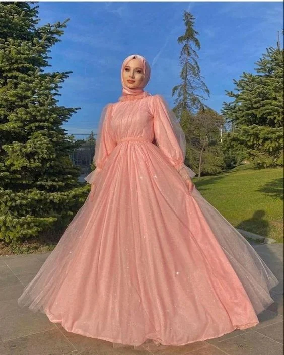 Sale Event ashionable dressPink tulle long prom dress, pink tulle evening dress Y6325