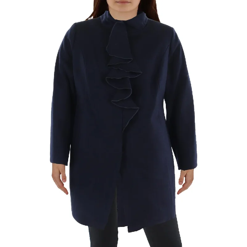 insulated trench coatPlus Womens Wool BLend Ruffled Walker Coat