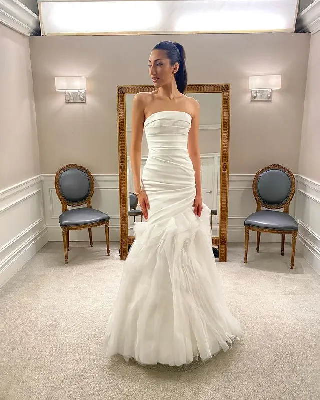 Midnight Sale relaxed fit dressFashion Mermaid Wedding Dresses Strapless Pleat Auknia Slubna Lace-Up White Tulle Plus Satin Vestido Novia Midnight Sale relaxed fit dressFashion Mermaid Wedding Dresses Strapless Pleat Auknia Slubna Lace-Up White Tulle Plus Satin Vestido Novia