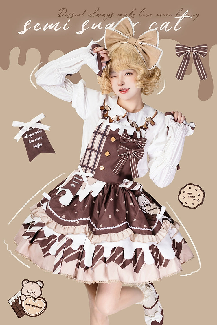 knit dressHalf Sweet Lolita~Chocolate Milk Pie~Sweet Lolita Jumper Dress Summer Salopette