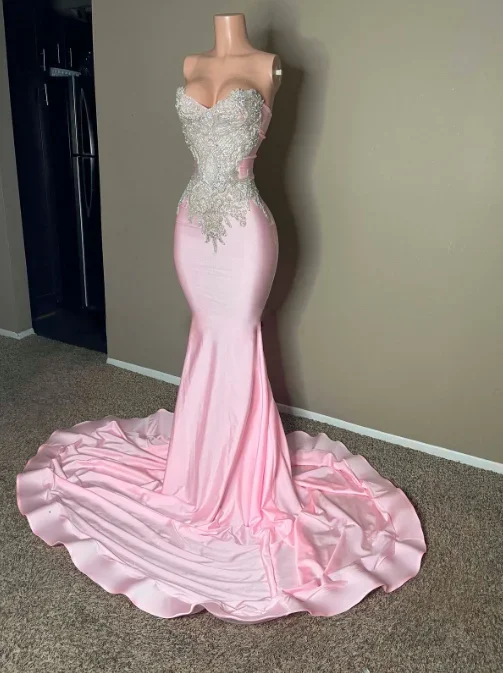 Price Rollback cocktail dressChic Pink Strapless Sleeveless Mermaid Prom Dress with Embroidery Price Rollback cocktail dressChic Pink Strapless Sleeveless Mermaid Prom Dress with Embroidery