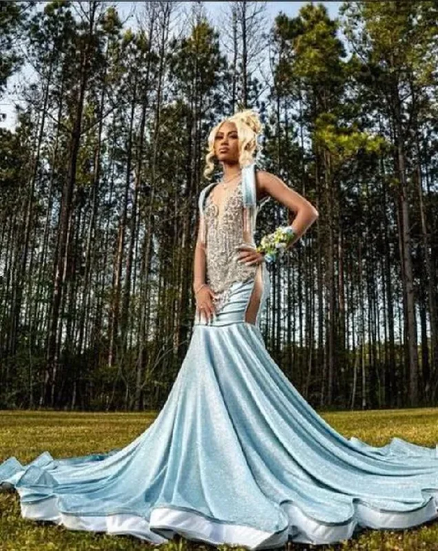 Deep Discounts satin midi dressIce Blue Sparkly Long Evening Birthday Dresses for Black Girl Luxury Gillter Mermaid Crystal Prom Ceremony Gown Gala Dress Deep Discounts satin midi dressIce Blue Sparkly Long Evening Birthday Dresses for Black Girl Luxury Gillter Mermaid Crystal Prom Ceremony Gown Gala Dress
