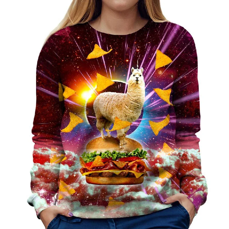 comfy workout wear hoodieLlama Burger Womens Sweatshirt