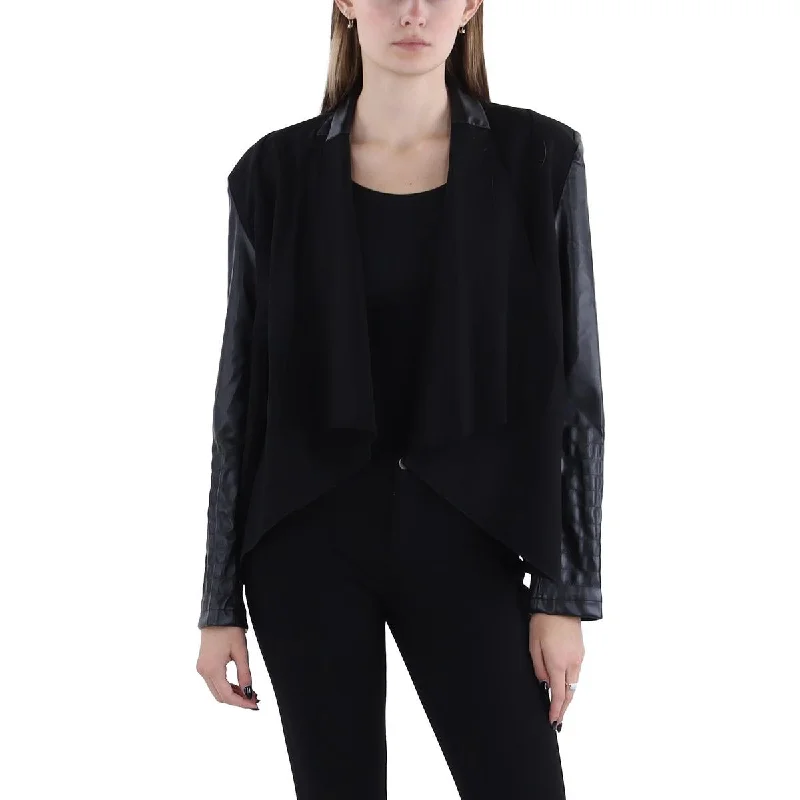 relaxed fit coatWomens Faux Leather Dressy Open-Front Blazer