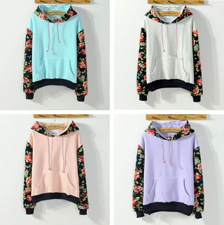 Deal Zone Women's Thick Warm Floral Printed Hoodies Sweater Pullover YV16078