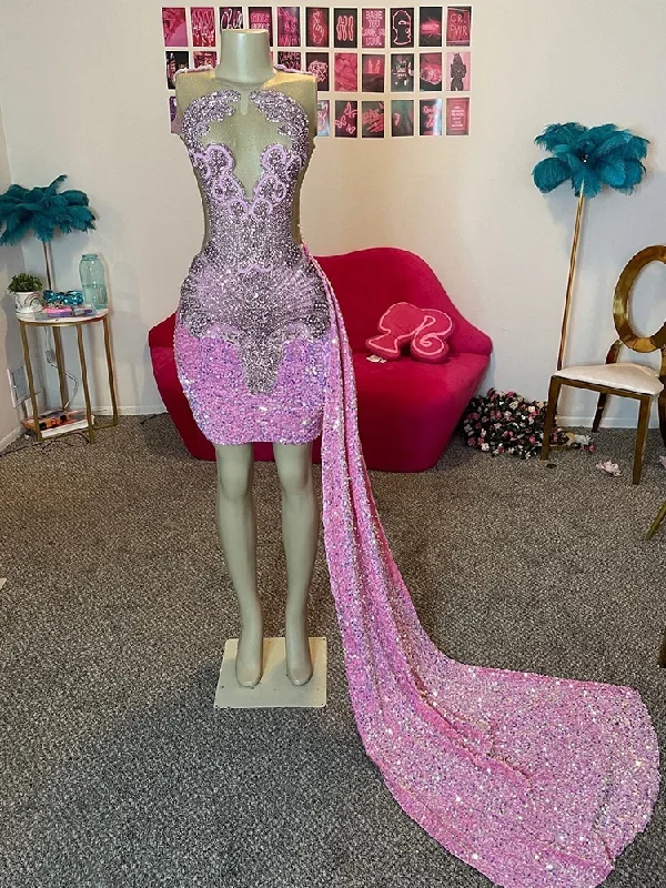 Sale Event printed dressSexy Short Pink Prom Dresses with Detachable Side Skirt for Black Girls Robes De Soiree elegantes Graduation Homecoming Dress Sale Event printed dressSexy Short Pink Prom Dresses with Detachable Side Skirt for Black Girls Robes De Soiree elegantes Graduation Homecoming Dress