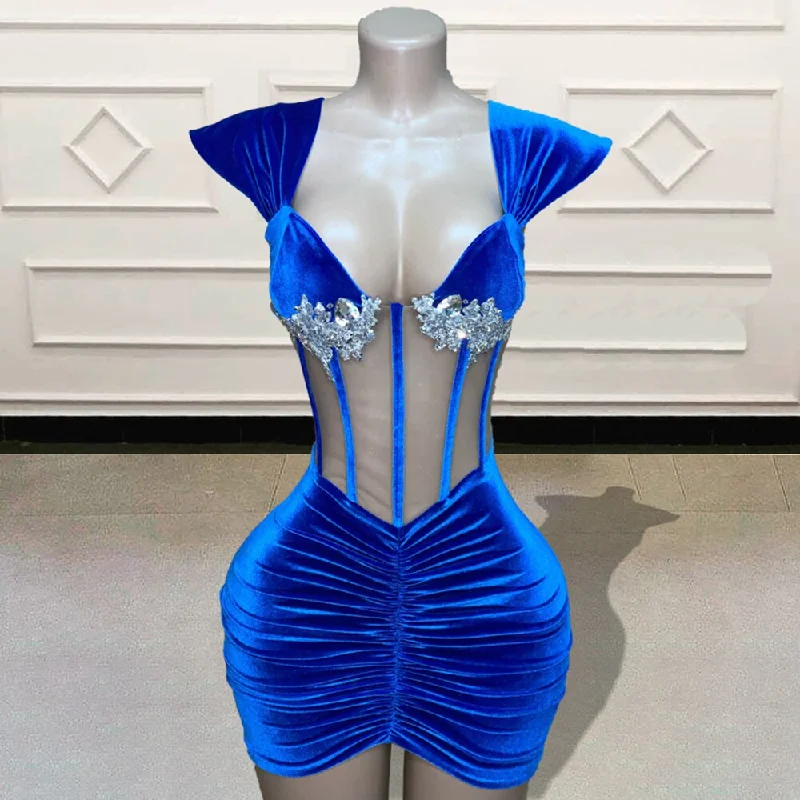 Online Specials elegant dressCustom Made Velvet Short Prom Dresses for Birthday Party Sexy See Through Beaded Crystal Blue Mini Cocktail Gowns Online Specials elegant dressCustom Made Velvet Short Prom Dresses for Birthday Party Sexy See Through Beaded Crystal Blue Mini Cocktail Gowns