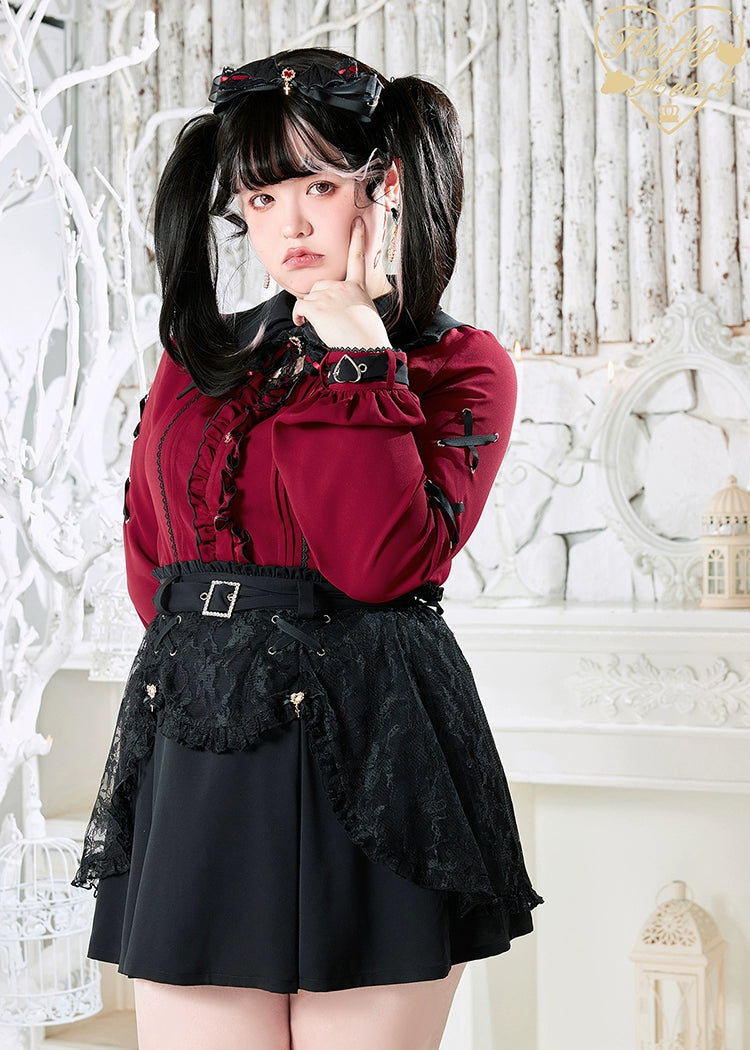 Midnight Madness stylish dress(BFM)Fluffy Heart~Vampire~Jirai Kei Rhinestone Belt Black Lace Double Layers Skirt Midnight Madness stylish dress(BFM)Fluffy Heart~Vampire~Jirai Kei Rhinestone Belt Black Lace Double Layers Skirt