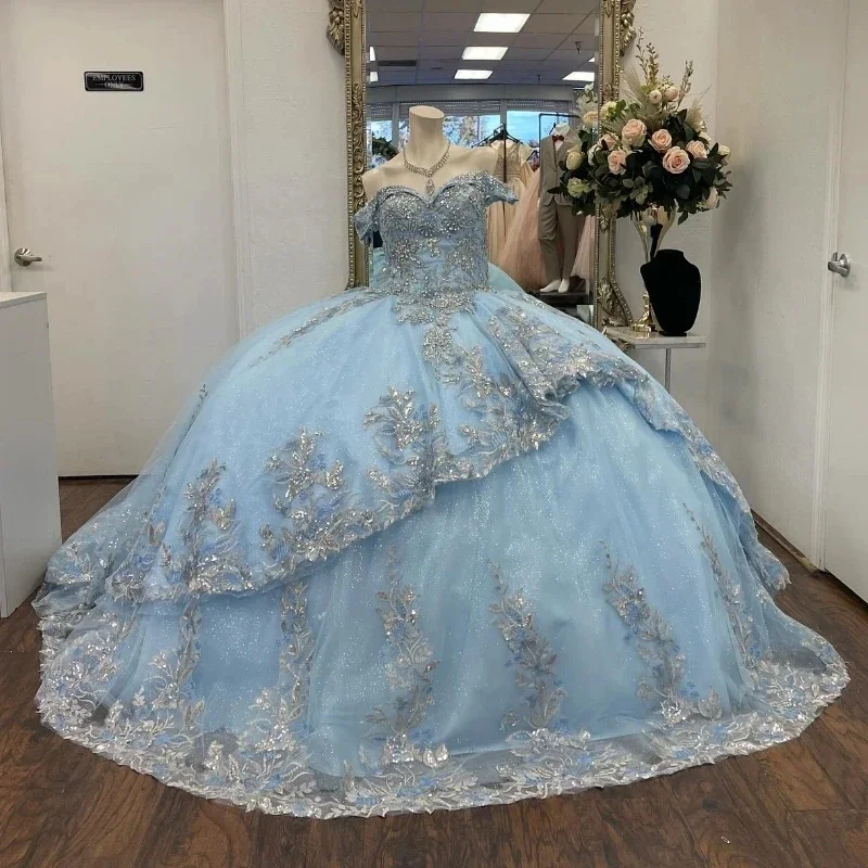 Stock Up and Save sophisticated dressLuxury Blue Quinceanera Dresses Sliver Beading Lace Vestidos De 15 Anos Corset Birthday Princess Party Gowns Stock Up and Save sophisticated dressLuxury Blue Quinceanera Dresses Sliver Beading Lace Vestidos De 15 Anos Corset Birthday Princess Party Gowns