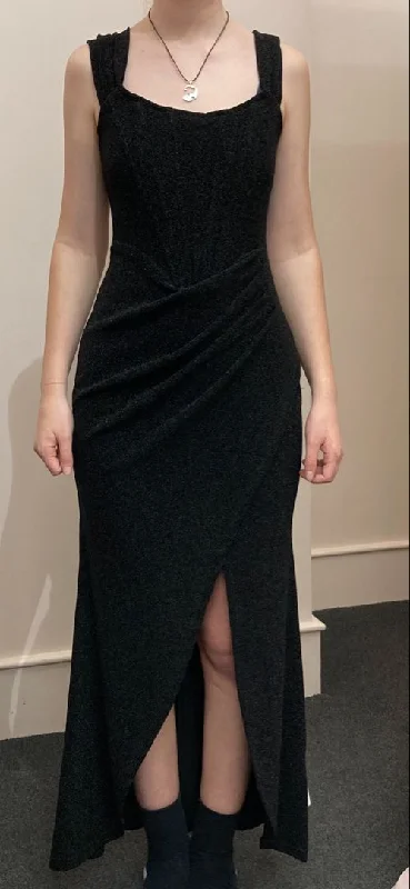 Overstock Sale one-shoulder dressVintage Black Straps Prom Dress,Black Evening Dress Y6203