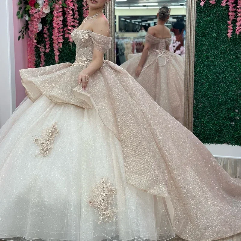 Discount Days silk dressIvory Glitter Crystal Ruffles Ball Gown Quinceanera Dresses Off The Shoulder Applique Beading Corset Vestido De 15 Anos Discount Days silk dressIvory Glitter Crystal Ruffles Ball Gown Quinceanera Dresses Off The Shoulder Applique Beading Corset Vestido De 15 Anos