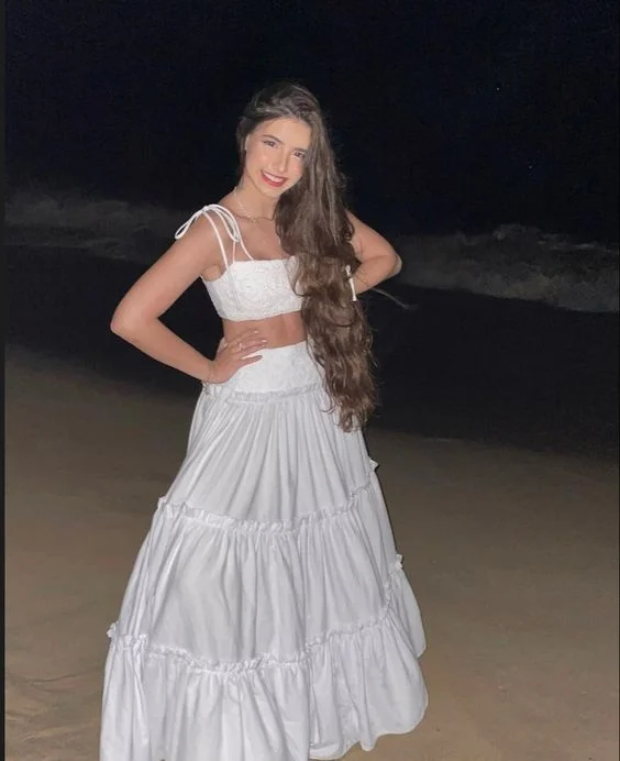 Referral Discount casual evening dressSexy Two Piece White Prom Dress,White Beach Dress Y6998
