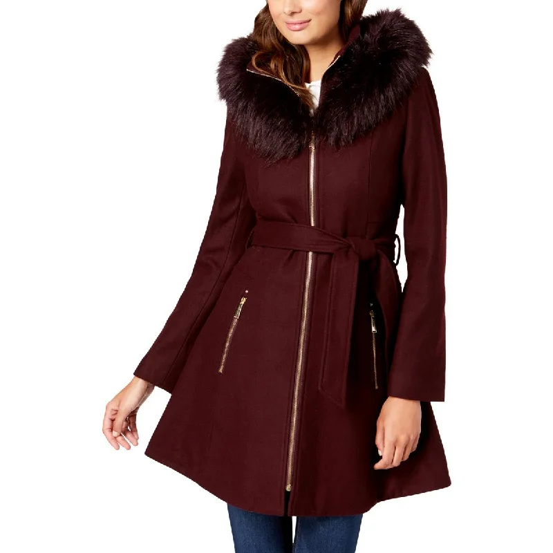 Warehouse Sale comfortable winter coatWomens Faux Fur Hooded Wool Coat