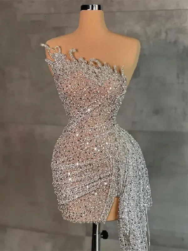 Fantastic Deals textured dressCustom Made Mermaid Silver Beading Sequined Pleated Prom Dresses Miniskirt Short Cocktail Dresses African vestidos de cóctel Fantastic Deals textured dressCustom Made Mermaid Silver Beading Sequined Pleated Prom Dresses Miniskirt Short Cocktail Dresses African vestidos de cóctel
