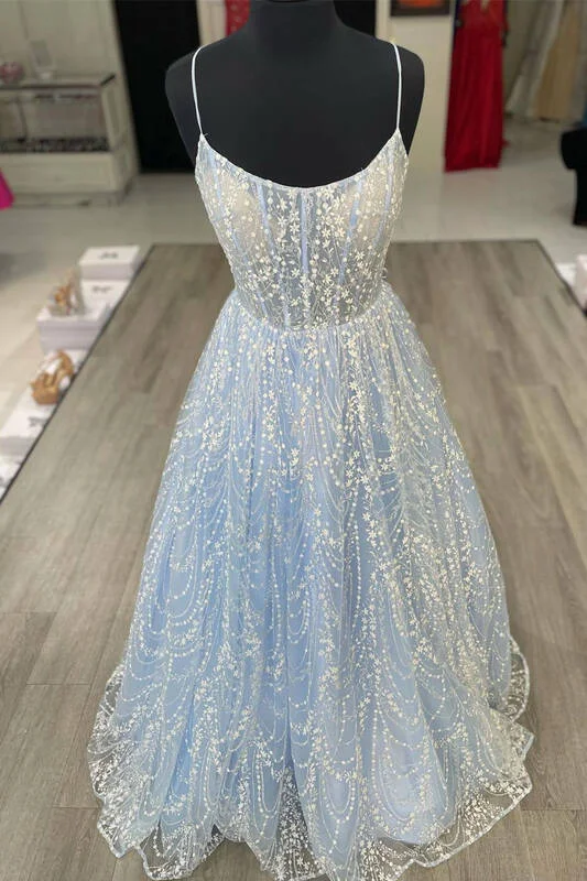 Midnight Sale t-shirt dressPrincess A-line Light Blue Formal Dress