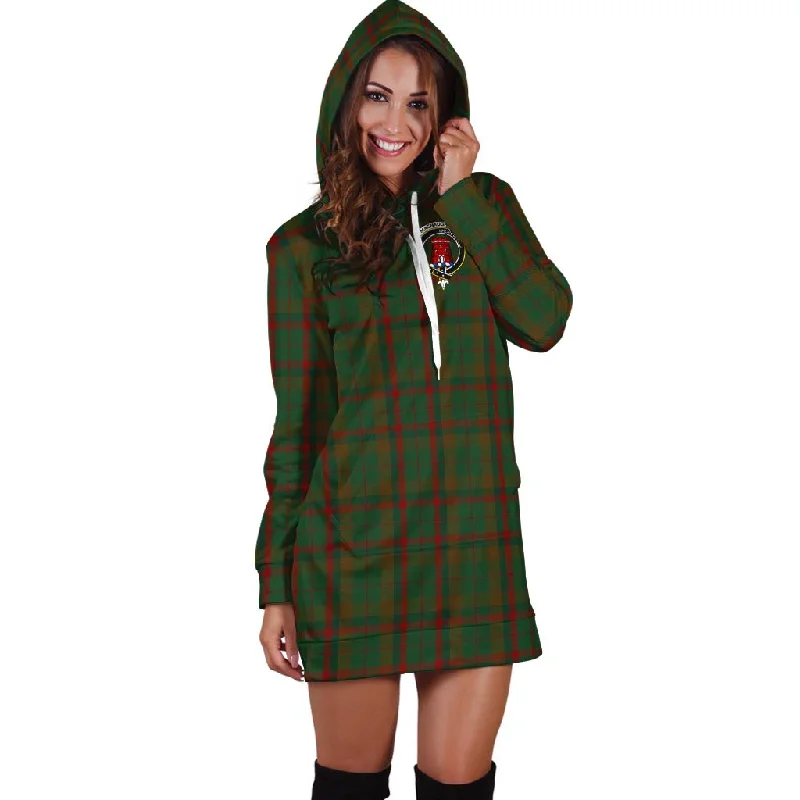 Final Clearance Macnaughton Hunting Tartan Hoodie Dress with Family Crest