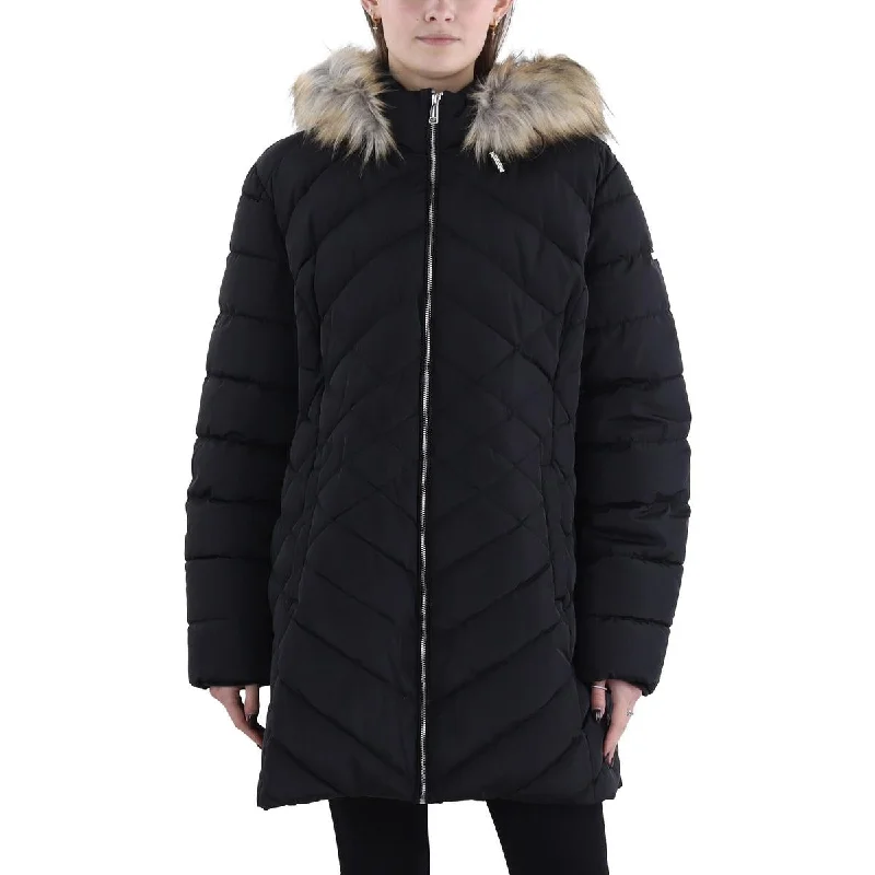 Don’t Miss Out classic trench coatWomens Faux Fur Trim Hooded Puffer Jacket