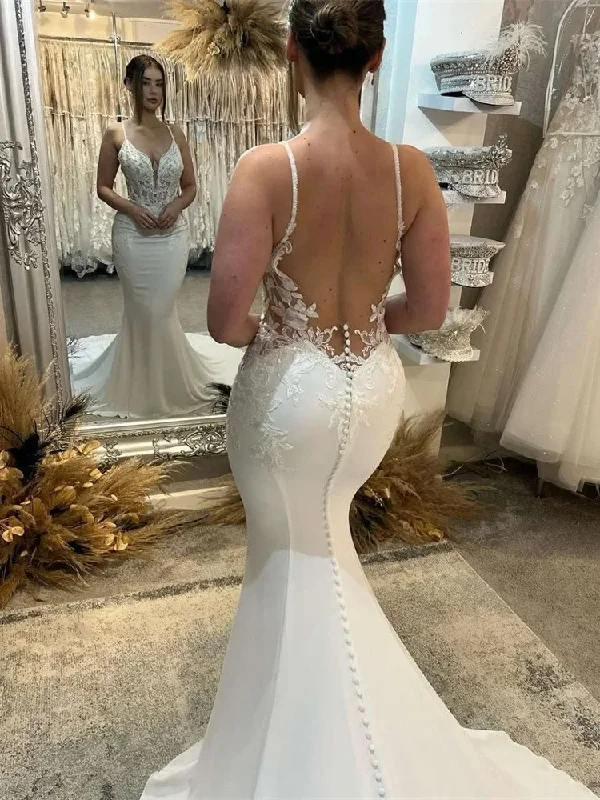 Massive Deals ashionable dressSexy Backless Mermaid Wedding Dress V-neck Spaghetti Straps Sleeveless Appliques Boho Bridal Gown Beach Vestidos De Noiva Massive Deals ashionable dressSexy Backless Mermaid Wedding Dress V-neck Spaghetti Straps Sleeveless Appliques Boho Bridal Gown Beach Vestidos De Noiva
