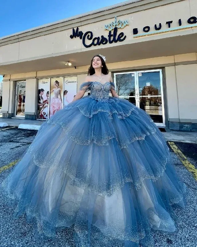 Special Discount floral wrap dressGrey Blue Sparkly Princess Quinceanera Dresses Off Shoulder Luxury Crystal Tiered Skirt vestido xv años Sweet 15 Prom Special Discount floral wrap dressGrey Blue Sparkly Princess Quinceanera Dresses Off Shoulder Luxury Crystal Tiered Skirt vestido xv años Sweet 15 Prom