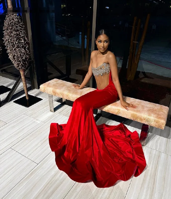Huge Discounts structured dressRed Velvet Sliver Beaded Strapless Prom Dresses 2024 Luxury Gowns Mermaid Dress For Party Wedding Evening Sexy Formal Gowns Huge Discounts structured dressRed Velvet Sliver Beaded Strapless Prom Dresses 2024 Luxury Gowns Mermaid Dress For Party Wedding Evening Sexy Formal Gowns