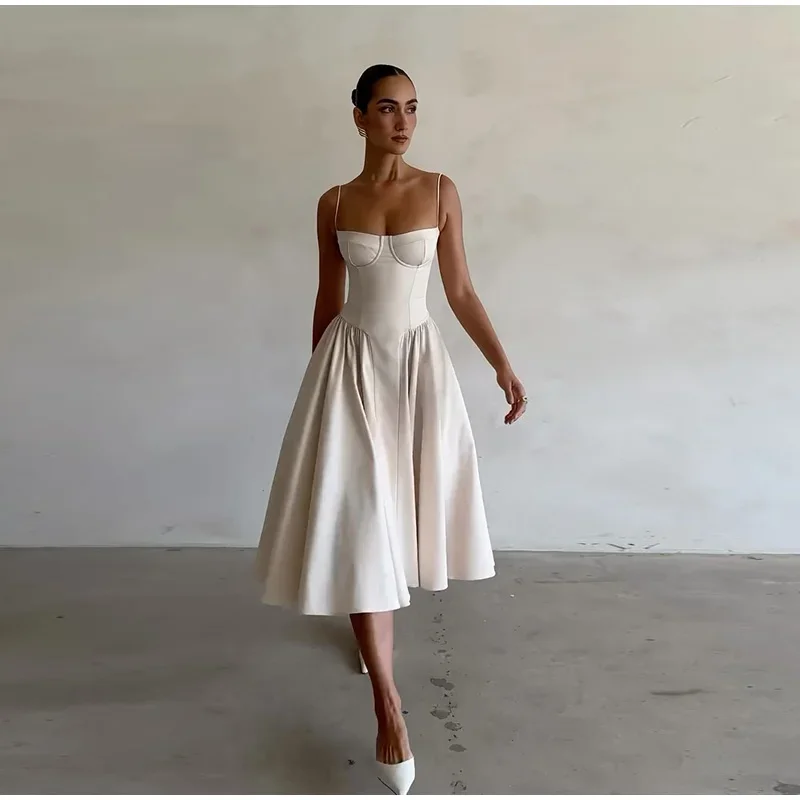 Mega Sale long sleeve dressElegant Spaghetti Strap Midi Dress Women Summer Sexy Backless Sleeveless Big Hem Pockets Dresses Female Fashion Party Club Robes