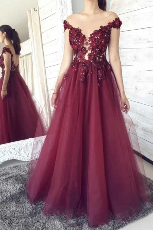 Unbeatable Prices chic wrap dressGorgeous A-Line Burgundy Formal Dress with Flowers Unbeatable Prices chic wrap dressGorgeous A-Line Burgundy Formal Dress with Flowers