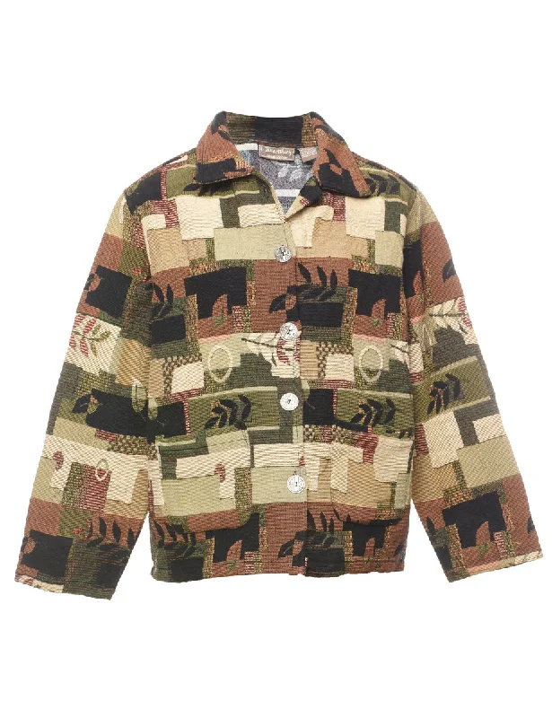 New Arrival relaxed fit coatJane Ashley Leafy Print Tapestry Jacket - L