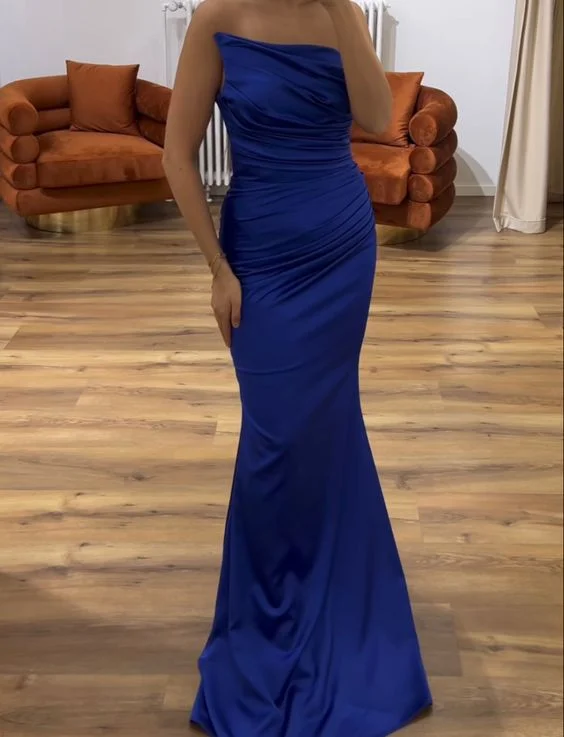 draped dressElegant Royal Blue Mermaid Evening Dress,Pageant Dress  Y7061